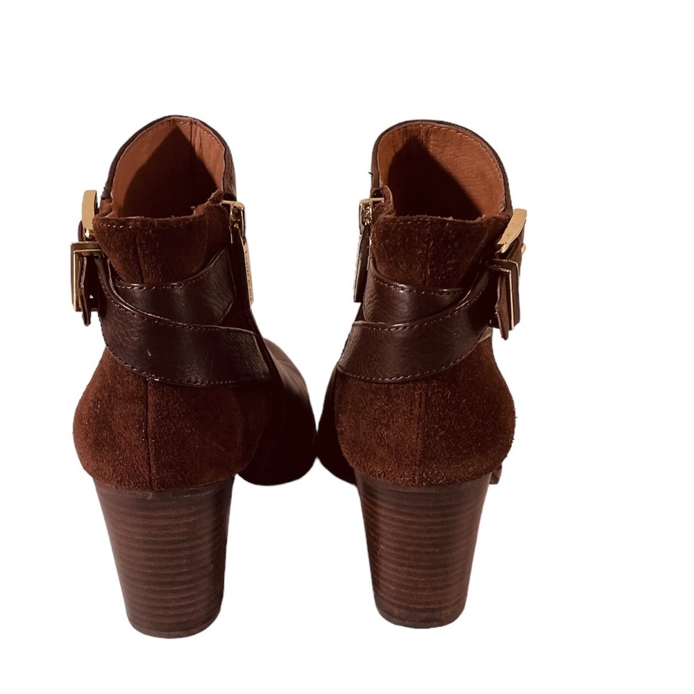 Louise et Cie “Vasca” Leather Suede Buckle Detail Block Heel Bootie Size 7M - Picture 5 of 13
